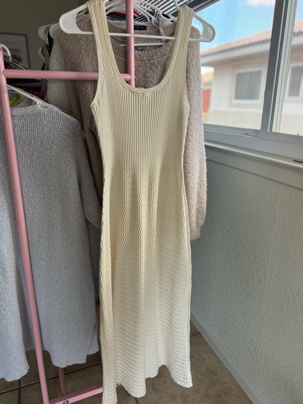 Everlane Cream Crochet Tank Dress - Picture 7 of 10